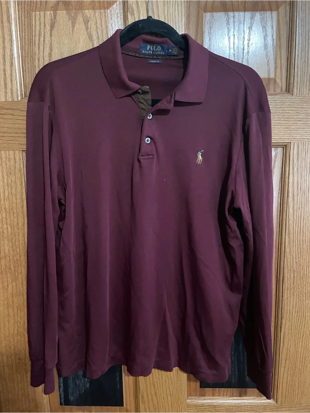 Ralph Lauren Men's Long-Sleeve Polo Shirt - Burgundy with Embroidered Pony